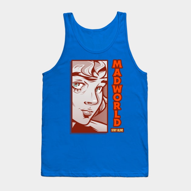 Mad World Stay Alive Anime Girl Face Tank Top by Tip Top Tee's